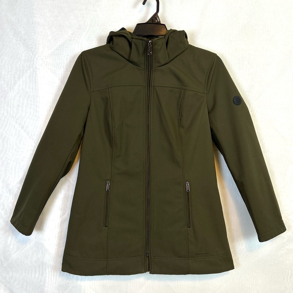 Andrew Marc Woman’s Dark Green Detachable Hood Water Repellant Jacket / Large
